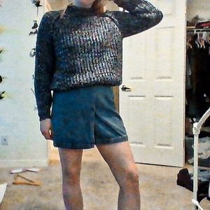 CUTE HEAVYKNIT TURTLENECK AND DENIM WRAP SKIRT